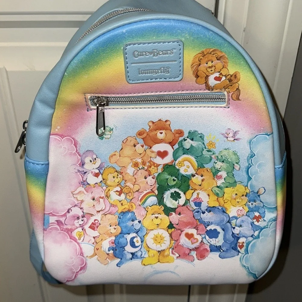 Loungefly faux leather whimsical Care Bears mini backpack purse